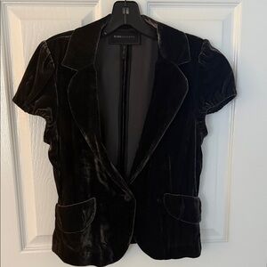 BCBGMaxAzria Women's Elegant charcoal grey Velvet Blazer
